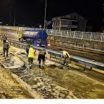 Eskihisar Feribot Yolu Alt Geçidi'nde gece mesaisi