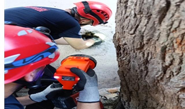İzmir İtfaiyesi havalandırma bacasına sıkışan kediyi kurtardı İzmir İtfaiyesi havalandırma bacasına sıkışan kediyi kurtardı
