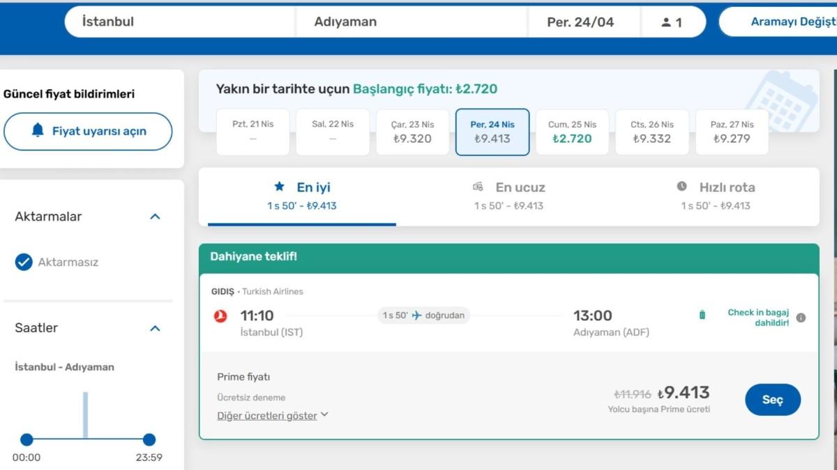 Deprem sarsıntısı yetmedi, uçak fiyatları da sarstı: İstanbul-Adıyaman 11 bin 800TL Deprem sarsıntısı yetmedi, uçak fiyatları da sarstı: İstanbul-Adıyaman 11 bin 800TL