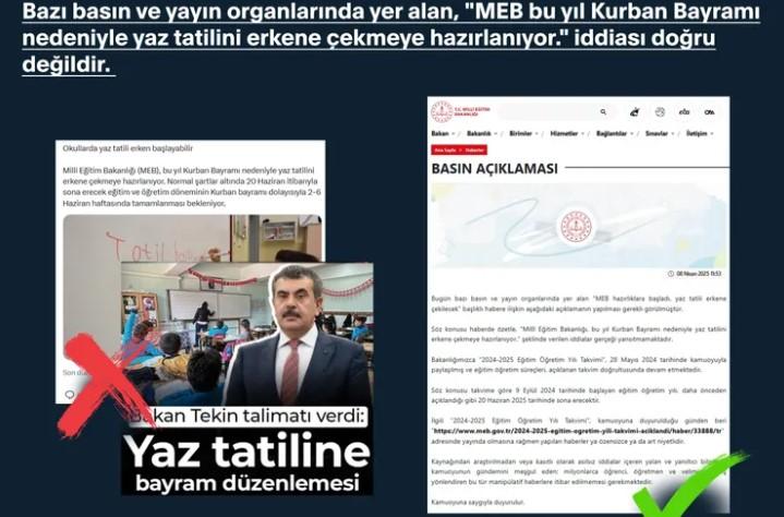 MEB'den Açıklama: Yaz Tatili Takvimi Değişmedi! MEB'den Açıklama: Yaz Tatili Takvimi Değişmedi!