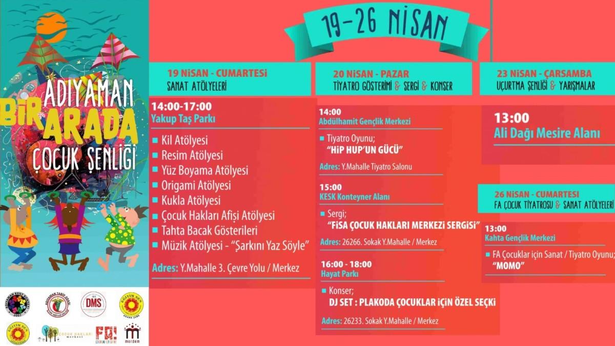 'Adıyaman Bir Arada Çocuk Şenliği' 19-26 Nisan tarihleri arasında ikinci kez düzenleniyor 'Adıyaman Bir Arada Çocuk Şenliği' 19-26 Nisan tarihleri arasında ikinci kez düzenleniyor