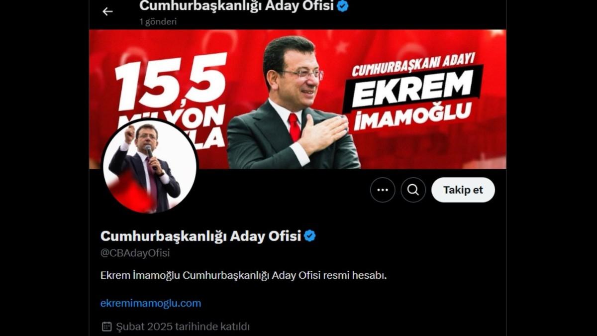 CHP’nin tutuklu adayı Ekrem İmamoğlu için resmi X hesabı açıldı CHP’nin tutuklu adayı Ekrem İmamoğlu için resmi X hesabı açıldı