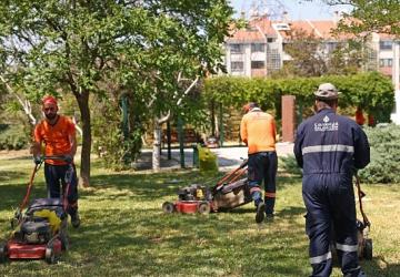 Çankaya Parklarında Çimler Biçiliyor, Otlar Temizleniyor
