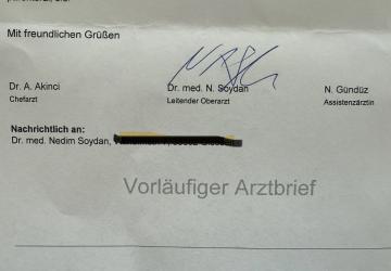 Almanya’da bir Hastane Raporunda Türk Hekim İmzası