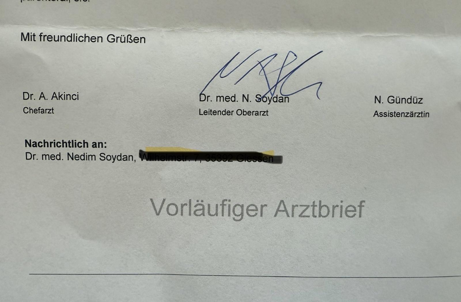 Almanya’da bir Hastane Raporunda Türk Hekim İmzası