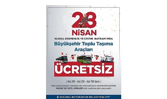 Kocaeli'nde 23 Nisan'da ulaşım ücretsiz