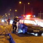 Alkollü sürücünün yaktığı otomobil küle döndü