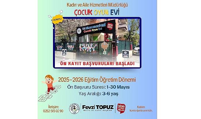 Milas Belediyesi Çocuk Oyun Evi'ne Ön Kayıt Başvuruları Mayıs Ayı'nda Başlayacak Milas Belediyesi Çocuk Oyun Evi'ne Ön Kayıt Başvuruları Mayıs Ayı'nda Başlayacak