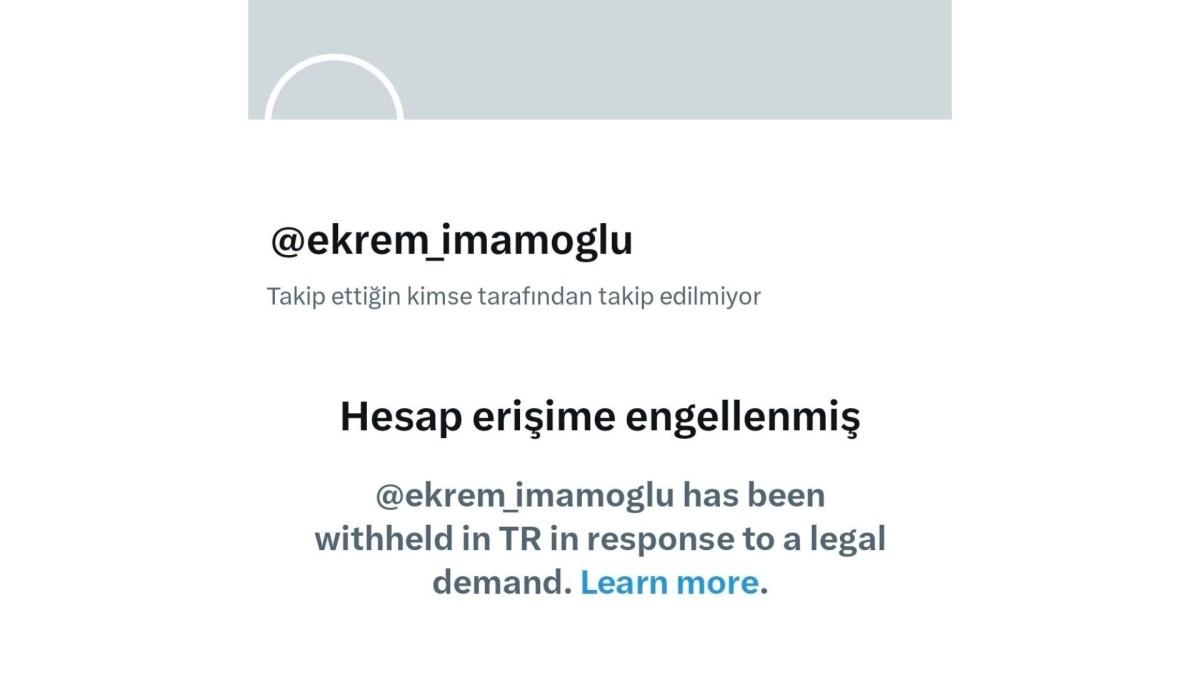Ekrem İmamoğlu’nun X Hesabına Erişim Engeli Getirildi: CHP ve TİP’ten 'sansür' eleştirisi Ekrem İmamoğlu’nun X Hesabına Erişim Engeli Getirildi: CHP ve TİP’ten 'sansür' eleştirisi