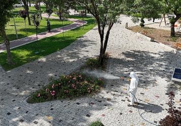 Selçuklu'da yeşil alanların ilaçlama çalışmaları devam ediyor