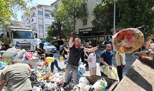 Başkan Görkem Duman vatandaşlarla çöp topladı Başkan Görkem Duman vatandaşlarla çöp topladı
