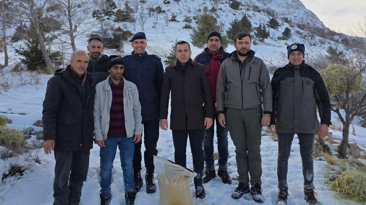 Adıyaman Gölbaşı’nda yaban hayvanları için doğaya yem bırakıldı