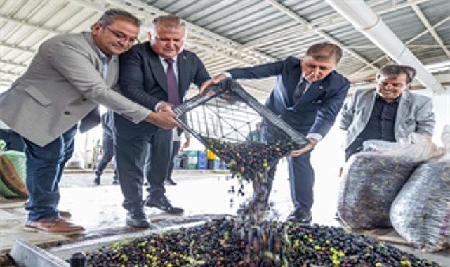 Sezonun ilk zeytinyağı Başkan Tugay'dan