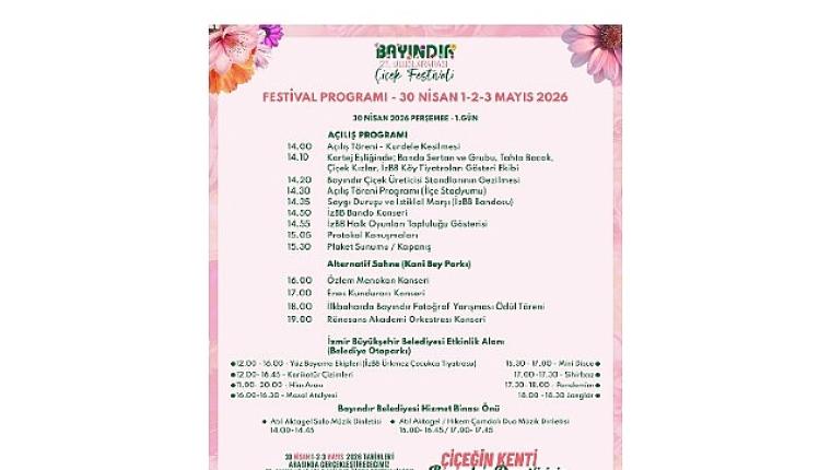 27. Uluslararası Bayındır Çiçek Festivali'nin Programı Belli Oldu