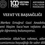 Adıyaman’da öğretmen Haşim Sucu vefat etti