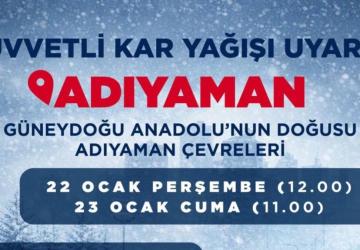 Adıyaman için kuvvetli kar yağışı uyarısı