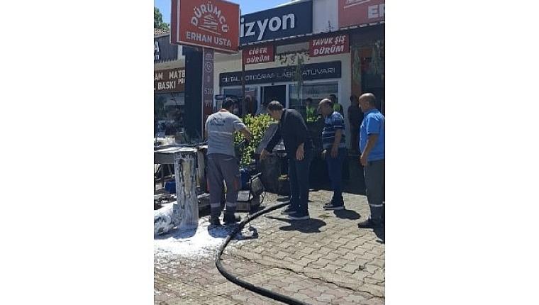 Kemer'de iş yeri yangını