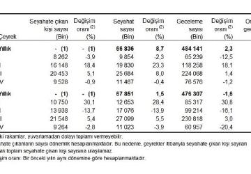 Hanehalkı Yurt İçi Turizm, IV. Çeyrek: Ekim-Aralık 2025
