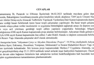 CHP'li Cem Avşar'ın ‘Adıyaman Çarşı ve Meydan Düzenleme Projesi’ sorusuna bakanlıktan belirsizlik içeren yanıt