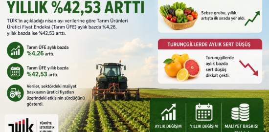 Tarım ÜFE Nisan’da Yıllık %42,53 Arttı
