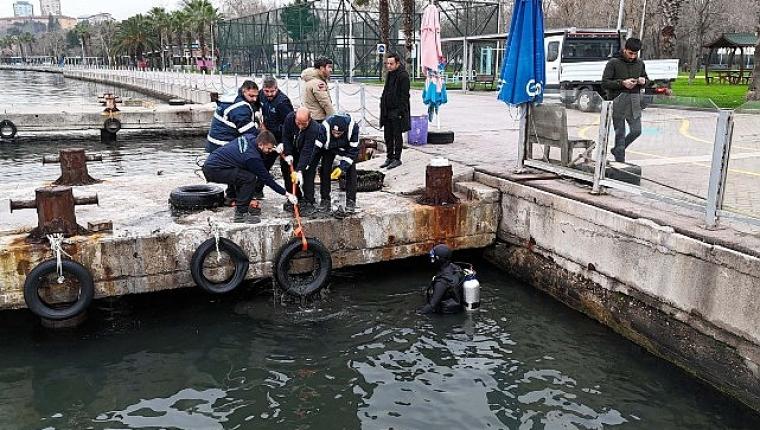 Körfez'de deniz dibi araç lastiğinden temizlendi