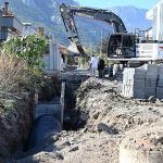 Kuzdere'de yağmur suyu drenaj hattı çalışmaları