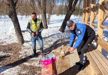 Soğuk havada sokak hayvanlarının yardımına polis koştu