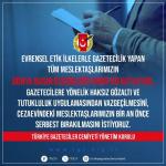 ANKARA (PHA) - Mustafa TEKİN – Türkiye Gazeteciler Cemiyeti (TGC) Yönetim Kurulu, 3 Mayıs Dünya Basın Özgürlüğü Günü dolayısıyla yaptığı yazılı açıklamada, Türkiye’de basın özgürlüğünün ciddi şekilde gerilediğine ve gaze...