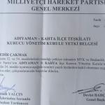 ADIYAMAN (PERRE) - (Berfin GÜRBÜZ) - Milliyetçi Hareket Partisi Kahta İlçe Başkanı Sıraç Aslan, görevini Bedir Çakmak'a devretti.